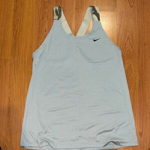 Nike Women's Sky Blue Tank Top with Camouflage Straps